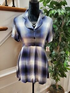 At Last & Co. Women's Multicolor Rayon Round Neck Short Sleeve Blouse Size Small